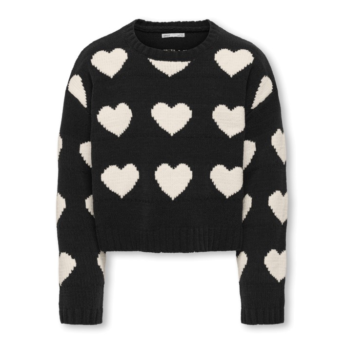 Only KOGSUS L/S O-NECK CHINELLE PULLOVER: Black/Heart/Egret | Freewear KOGSUS L/S O-NECK CHINELLE PULLOVER: - www.freewear.nl - Freewear
