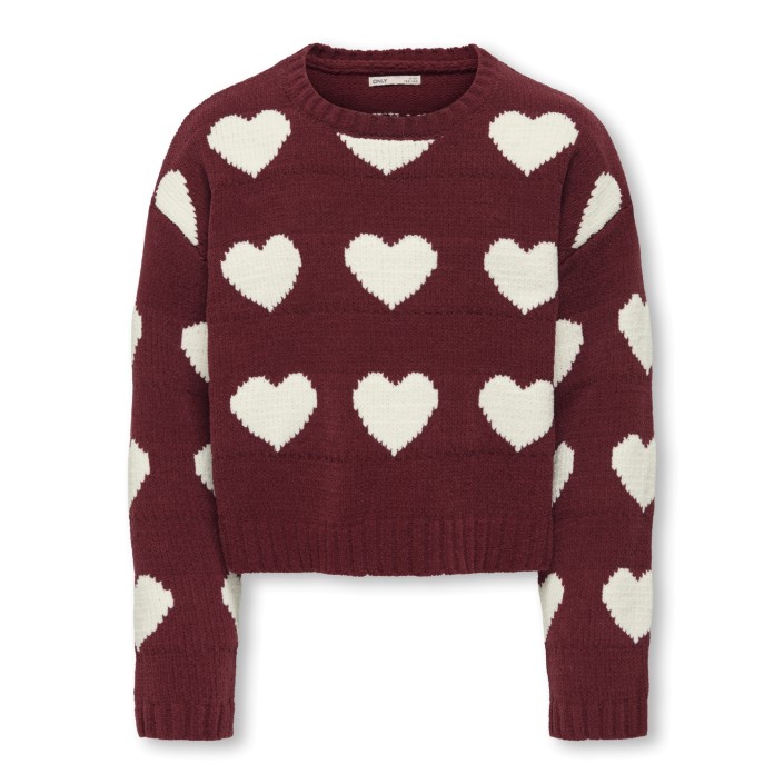 Only KOGSUS L/S O-NECK CHINELLE PULLOVER: Cabernet/Heart/Egret | Freewear KOGSUS L/S O-NECK CHINELLE PULLOVER: - www.freewear.nl - Freewear