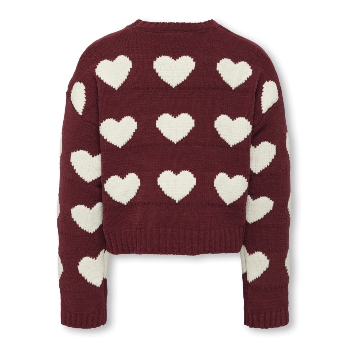 Only KOGSUS L/S O-NECK CHINELLE PULLOVER: Cabernet/Heart/Egret | Freewear KOGSUS L/S O-NECK CHINELLE PULLOVER: - www.freewear.nl - Freewear