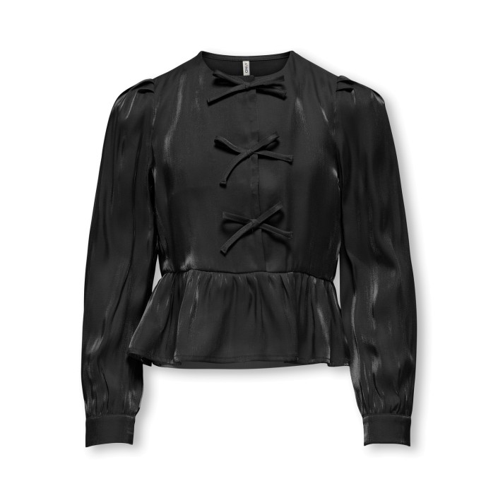Only KOGVICTORIA L/S BOW SHIRT WVN Black | Freewear KOGVICTORIA L/S BOW SHIRT WVN - www.freewear.nl - Freewear