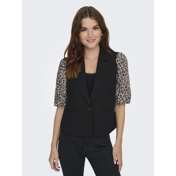 Only ONLMELLIE LIFE S/S MIX BLAZER TLR C: Black/LEO SLEEVS | Freewear ONLMELLIE LIFE S/S MIX BLAZER TLR C: - www.freewear.nl - Freewear