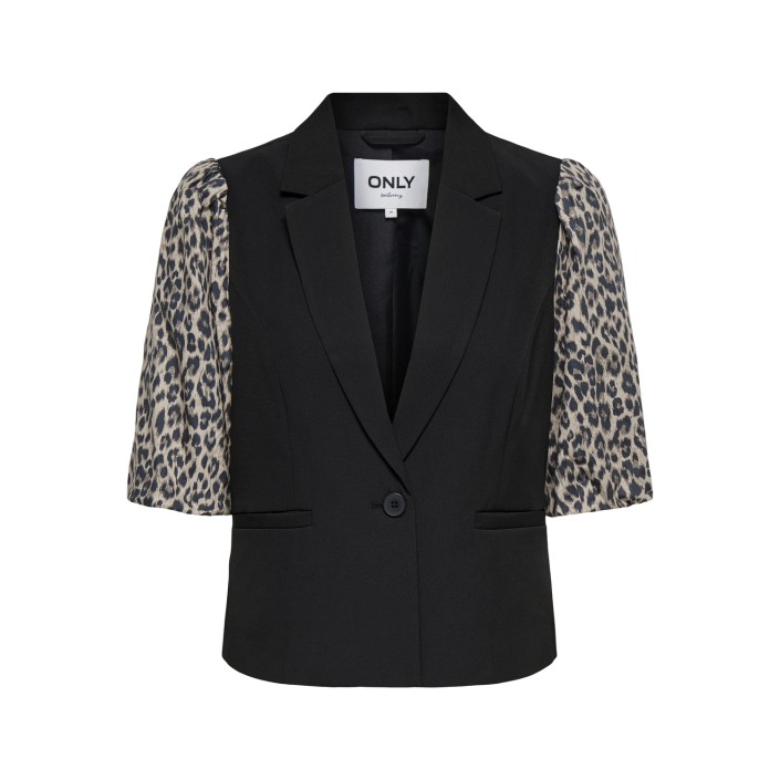 Only ONLMELLIE LIFE S/S MIX BLAZER TLR C: Black/LEO SLEEVS | Freewear ONLMELLIE LIFE S/S MIX BLAZER TLR C: - www.freewear.nl - Freewear