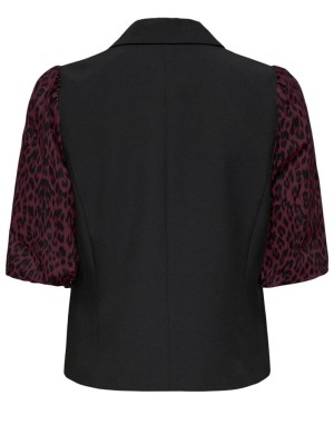Only ONLMELLIE LIFE S/S MIX BLAZER TLR C: Black/WINETASTING+LEO SLEVES | Freewear ONLMELLIE LIFE S/S MIX BLAZER TLR C: - www.freewear.nl - Freewear