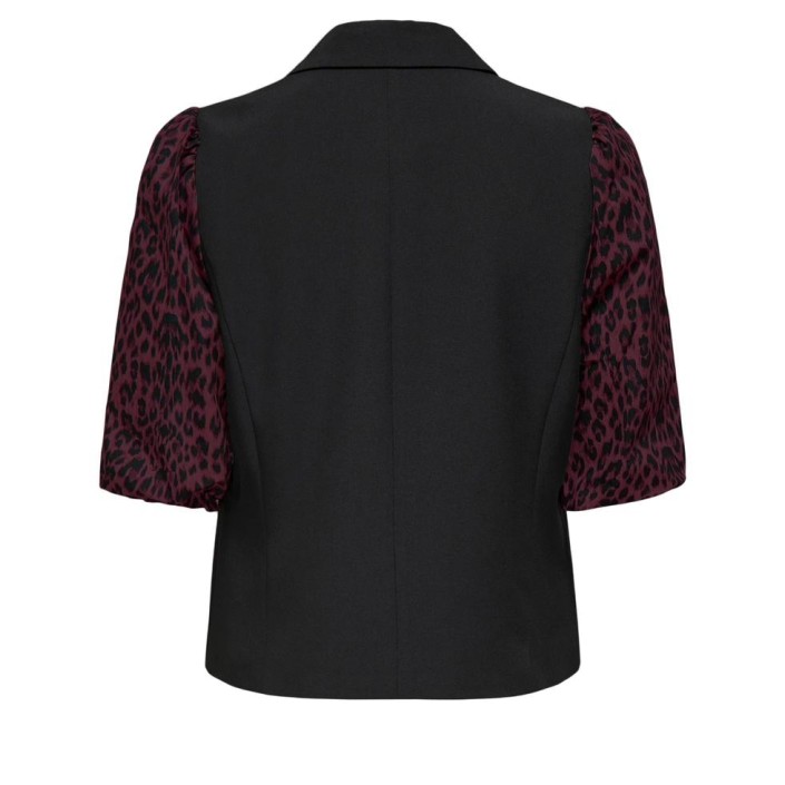 Only ONLMELLIE LIFE S/S MIX BLAZER TLR C: Black/WINETASTING+LEO SLEVES | Freewear ONLMELLIE LIFE S/S MIX BLAZER TLR C: - www.freewear.nl - Freewear