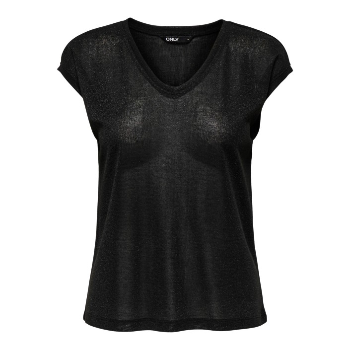 Carmakoma CARSILVERY S/S V NECK LUREX TOP JRS: Black | Freewear CARSILVERY S/S V NECK LUREX TOP JRS: - www.freewear.nl - Freewear