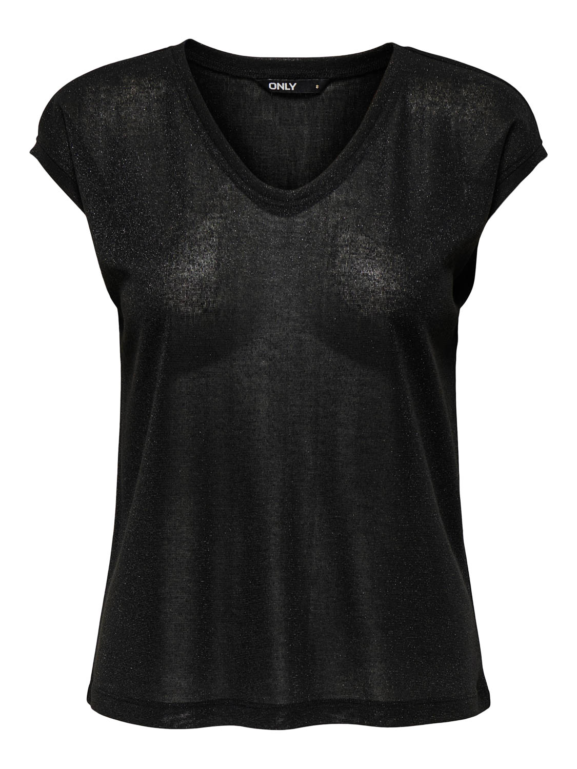ONLY CARMAKOMA Shirt met korte mouwen CARSILVERY S/S V NECK LUREX TOP JRS NOOS