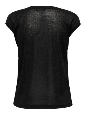 Carmakoma CARSILVERY S/S V NECK LUREX TOP JRS: Black | Freewear CARSILVERY S/S V NECK LUREX TOP JRS: - www.freewear.nl - Freewear