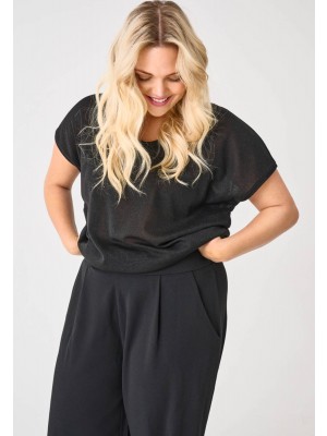 Carmakoma CARSILVERY S/S V NECK LUREX TOP JRS: Black | Freewear CARSILVERY S/S V NECK LUREX TOP JRS: - www.freewear.nl - Freewear