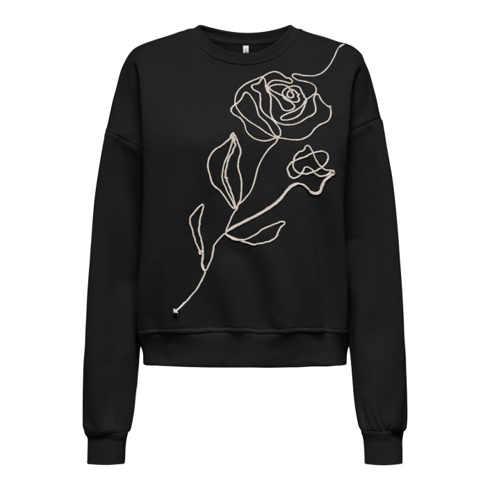 Only ONLELISANNA O-NECK BOX SWT Black/Birch flowers | Freewear ONLELISANNA O-NECK BOX SWT - www.freewear.nl - Freewear