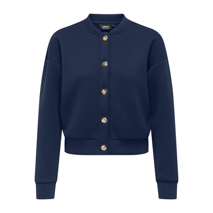 Only ONLNAOMI L/S BOMBER SWT Naval Academy/Gold buttons | Freewear ONLNAOMI L/S BOMBER SWT - www.freewear.nl - Freewear