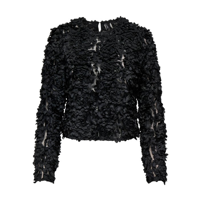 Only ONLROSEBLOOM L/S TOP JRS Black/Rose flower (black) | Freewear ONLROSEBLOOM L/S TOP JRS - www.freewear.nl - Freewear