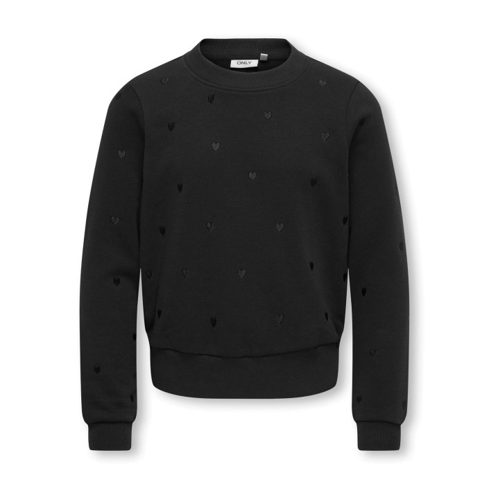 Only KOGATIKA L/S O-NECK EMB HEART SWT Black/EMB Hearts/ Black | Freewear KOGATIKA L/S O-NECK EMB HEART SWT - www.freewear.nl - Freewear