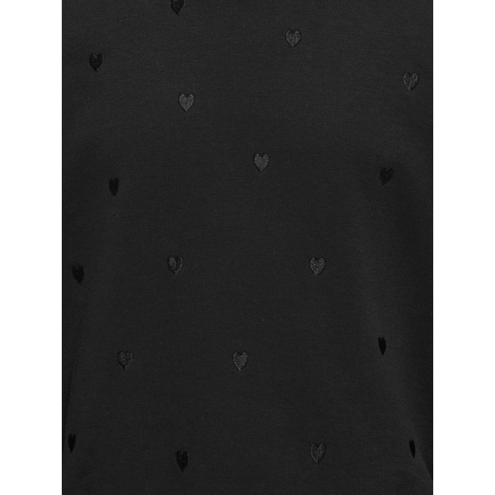 Only KOGATIKA L/S O-NECK EMB HEART SWT Black/EMB Hearts/ Black | Freewear KOGATIKA L/S O-NECK EMB HEART SWT - www.freewear.nl - Freewear