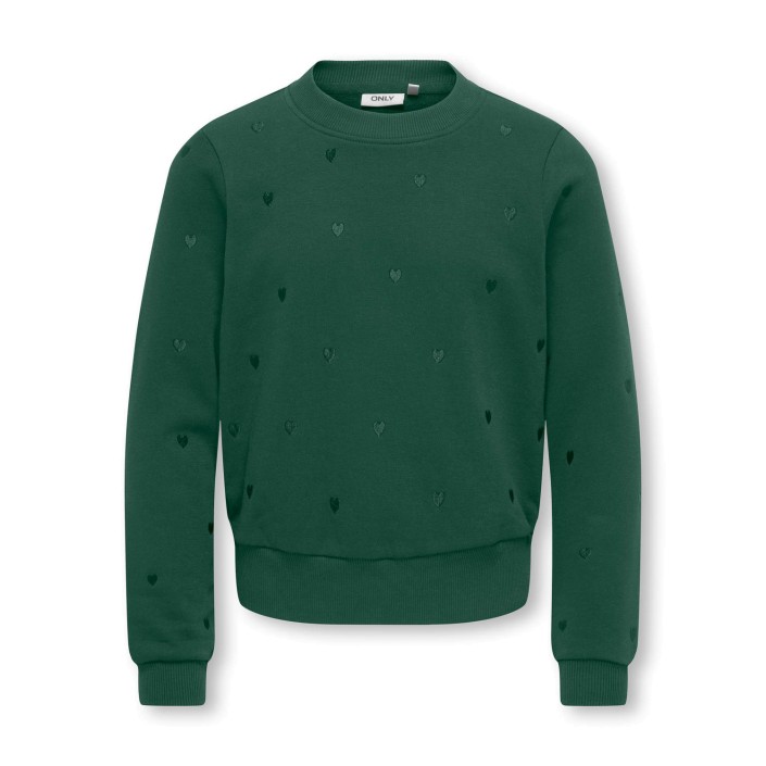 Only KOGATIKA L/S O-NECK EMB HEART SWT Pineneedle/EMB Hearts/Pineneedle | Freewear KOGATIKA L/S O-NECK EMB HEART SWT - www.freewear.nl - Freewear