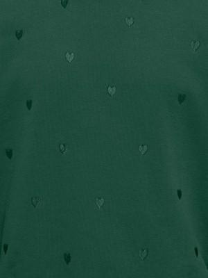 Only KOGATIKA L/S O-NECK EMB HEART SWT Pineneedle/EMB Hearts/Pineneedle | Freewear KOGATIKA L/S O-NECK EMB HEART SWT - www.freewear.nl - Freewear