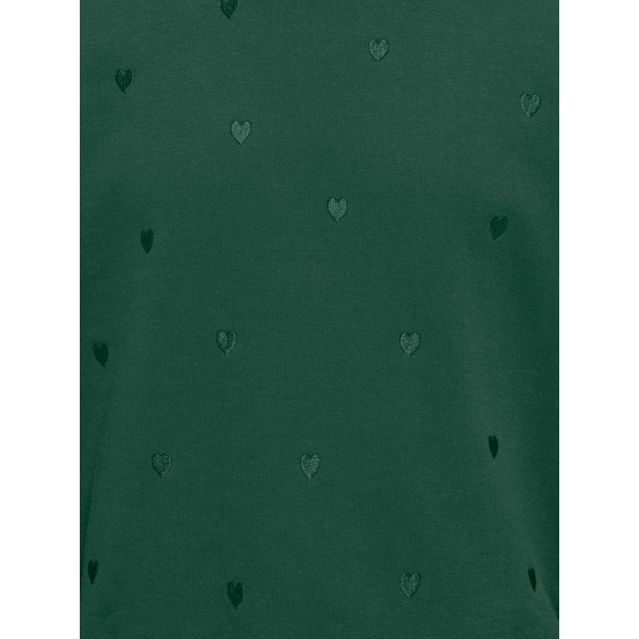 Only KOGATIKA L/S O-NECK EMB HEART SWT Pineneedle/EMB Hearts/Pineneedle | Freewear KOGATIKA L/S O-NECK EMB HEART SWT - www.freewear.nl - Freewear