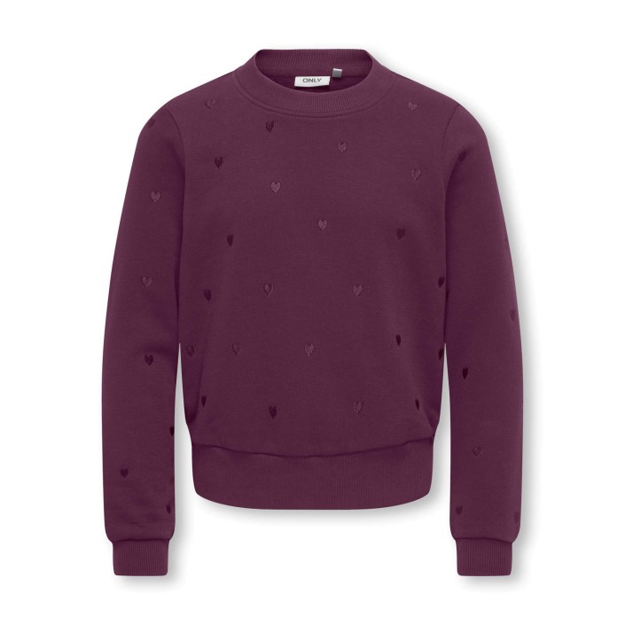Only KOGATIKA L/S O-NECK EMB HEART SWT Mauve Wine/EMB hearts/Mauve Wine | Freewear KOGATIKA L/S O-NECK EMB HEART SWT - www.freewear.nl - Freewear