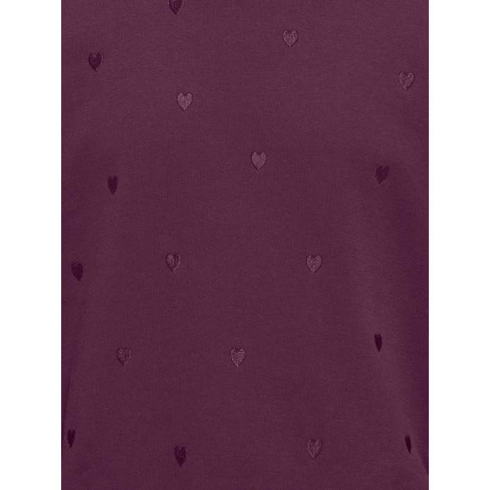 Only KOGATIKA L/S O-NECK EMB HEART SWT Mauve Wine/EMB hearts/Mauve Wine | Freewear KOGATIKA L/S O-NECK EMB HEART SWT - www.freewear.nl - Freewear