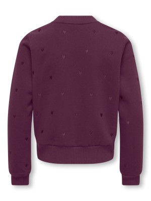 Only KOGATIKA L/S O-NECK EMB HEART SWT Mauve Wine/EMB hearts/Mauve Wine | Freewear KOGATIKA L/S O-NECK EMB HEART SWT - www.freewear.nl - Freewear