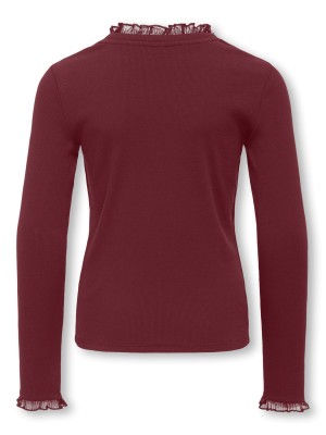 Only KOGLESLIE L/S LACE MIX TOP JRS Cabernet | Freewear KOGLESLIE L/S LACE MIX TOP JRS - www.freewear.nl - Freewear