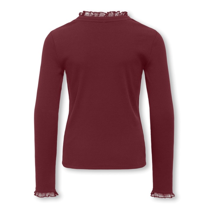 Only KOGLESLIE L/S LACE MIX TOP JRS Cabernet | Freewear KOGLESLIE L/S LACE MIX TOP JRS - www.freewear.nl - Freewear