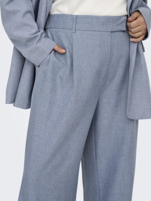 Carmakoma CARLINDA HW STR MEL PANTS TLR Vintage Indigo/Melange | Freewear CARLINDA HW STR MEL PANTS TLR - www.freewear.nl - Freewear