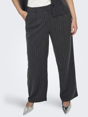 Carmakoma CARSIGA LIFE HW HB RHINE WIDE PANT Dark Grey Melange/PINSTRIPE W. R | Freewear CARSIGA LIFE HW HB RHINE WIDE PANT - www.freewear.nl - Freewear