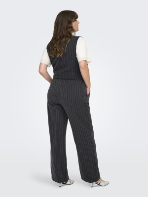 Carmakoma CARSIGA LIFE HW HB RHINE WIDE PANT Dark Grey Melange/PINSTRIPE W. R | Freewear CARSIGA LIFE HW HB RHINE WIDE PANT - www.freewear.nl - Freewear