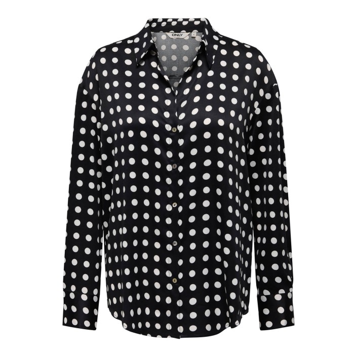 Only ONLLYDIA L/S SATIN SHIRT WVN Black/WHITE DOTS | Freewear ONLLYDIA L/S SATIN SHIRT WVN - www.freewear.nl - Freewear