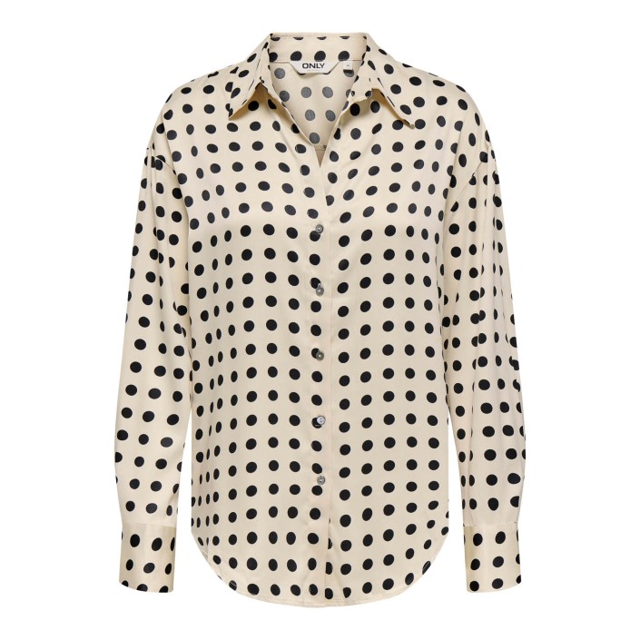 Only ONLLYDIA L/S SATIN SHIRT WVN Frosted Almond/BLACK DOTS | Freewear ONLLYDIA L/S SATIN SHIRT WVN - www.freewear.nl - Freewear