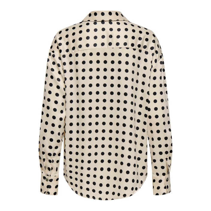 Only ONLLYDIA L/S SATIN SHIRT WVN Frosted Almond/BLACK DOTS | Freewear ONLLYDIA L/S SATIN SHIRT WVN - www.freewear.nl - Freewear