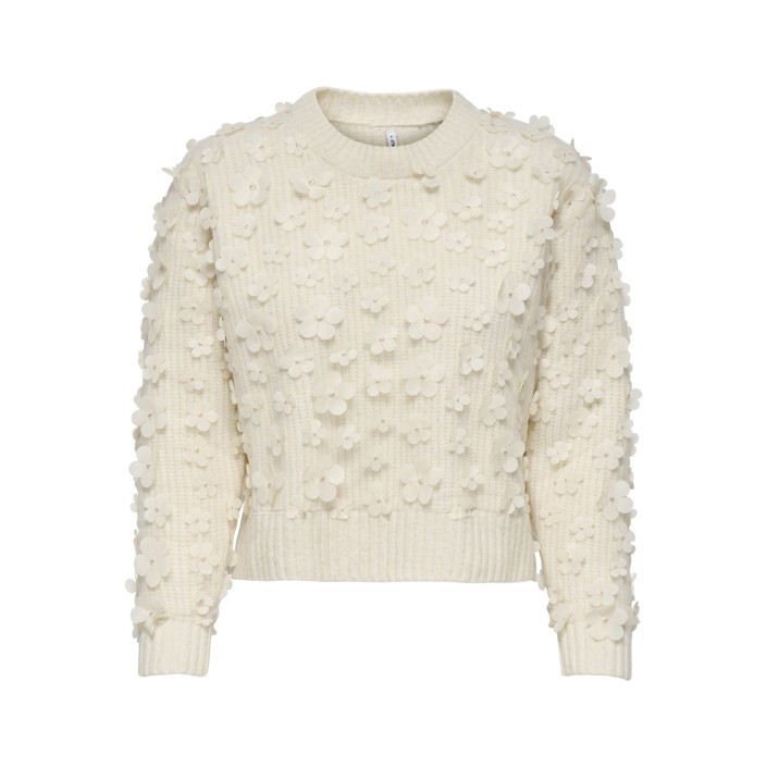 Only ONLHUA LIFE LS FLOW DETAIL O-NEC CS: Birch/Dtm Mesh Flowers | Freewear ONLHUA LIFE LS FLOW DETAIL O-NEC CS: - www.freewear.nl - Freewear
