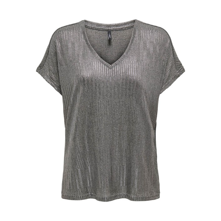 Only ONLMIRINDA S/S V-NECK TOP PRI JRS Dark Grey Melange/Gun metallic | Freewear ONLMIRINDA S/S V-NECK TOP PRI JRS - www.freewear.nl - Freewear