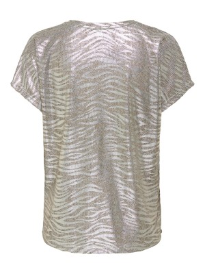 Only ONLMIRINDA S/S V-NECK TOP PRI JRS Humus/Melange+zebra silver metal | Freewear ONLMIRINDA S/S V-NECK TOP PRI JRS - www.freewear.nl - Freewear