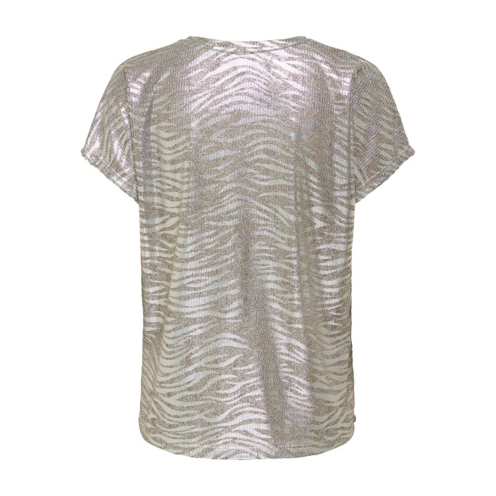 Only ONLMIRINDA S/S V-NECK TOP PRI JRS Humus/Melange+zebra silver metal | Freewear ONLMIRINDA S/S V-NECK TOP PRI JRS - www.freewear.nl - Freewear