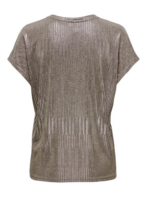 Only ONLMIRINDA S/S V-NECK TOP PRI JRS Humus/Melange + silver metallic | Freewear ONLMIRINDA S/S V-NECK TOP PRI JRS - www.freewear.nl - Freewear