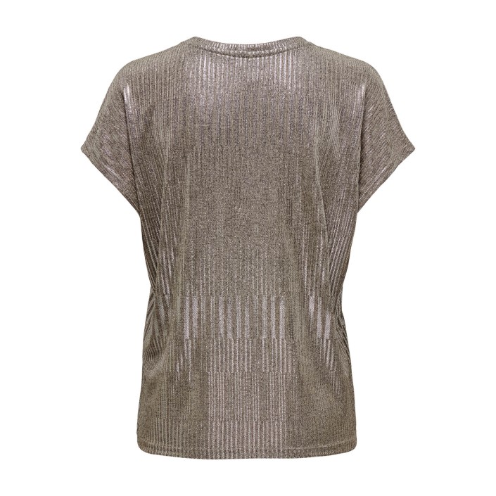 Only ONLMIRINDA S/S V-NECK TOP PRI JRS Humus/Melange + silver metallic | Freewear ONLMIRINDA S/S V-NECK TOP PRI JRS - www.freewear.nl - Freewear
