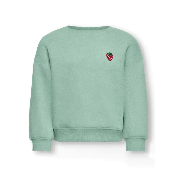 ONLY:KIDS ONLY KMGSWEAT L/S CREW EMB LOOSE SWT NOO: Aqua Foam/EMB Strawberry | Freewear KMGSWEAT L/S CREW EMB LOOSE SWT NOO: - www.freewear.nl - Freewear