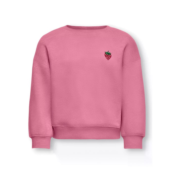 ONLY:KIDS ONLY KMGSWEAT L/S CREW EMB LOOSE SWT NOO: Cashmere Rose/EMB Strawberry | Freewear KMGSWEAT L/S CREW EMB LOOSE SWT NOO: - www.freewear.nl - Freewear