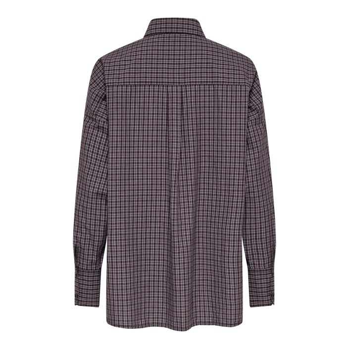Only ONLFENNA L/S OVERSIZE CHECK SHIRT W: Winetasting/GREY / WHITE CHECK | Freewear ONLFENNA L/S OVERSIZE CHECK SHIRT W: - www.freewear.nl - Freewear