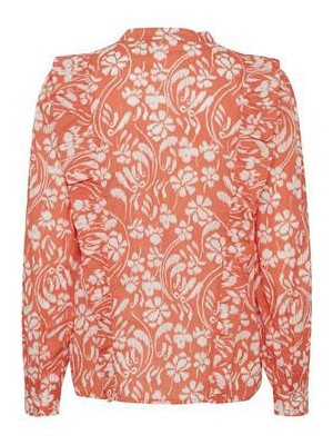 ICHI IHSIMMI SH2:Shirts/Blouse Hot Coral flower aop | Freewear IHSIMMI SH2:Shirts/Blouse - www.freewear.nl - Freewear
