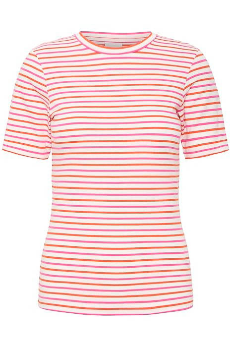 Ichi T-shirt Ihmira Ss2 20122522 204827 Cloud Dancer W Pink Yarr Dames Maat - XL