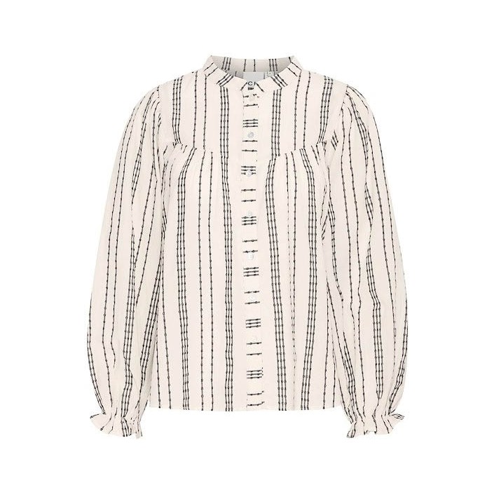 ICHI IHJOSINE SH:Shirts/Blouse Birch w. Black Jacquard Stripe | Freewear IHJOSINE SH:Shirts/Blouse - www.freewear.nl - Freewear