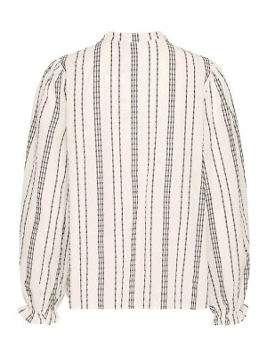 ICHI IHJOSINE SH:Shirts/Blouse Birch w. Black Jacquard Stripe | Freewear IHJOSINE SH:Shirts/Blouse - www.freewear.nl - Freewear