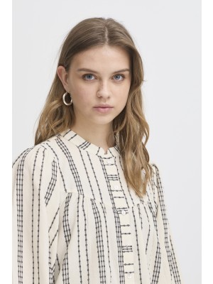 ICHI IHJOSINE SH:Shirts/Blouse Birch w. Black Jacquard Stripe | Freewear IHJOSINE SH:Shirts/Blouse - www.freewear.nl - Freewear