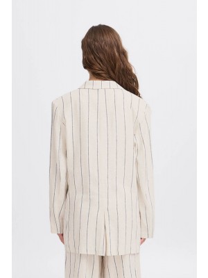 ICHI IHLINNO BL:Jackets Natural Ecru Stripe | Freewear IHLINNO BL:Jackets - www.freewear.nl - Freewear