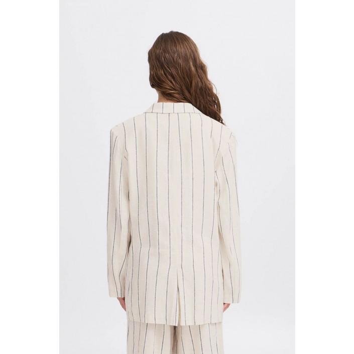 ICHI IHLINNO BL:Jackets Natural Ecru Stripe | Freewear IHLINNO BL:Jackets - www.freewear.nl - Freewear