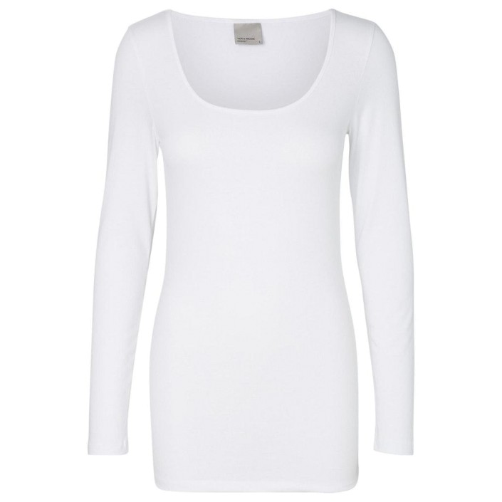 Vero Moda VMMAXI MY LS SOFT LONG U-NECK NOOS Bright White | Freewear VMMAXI MY LS SOFT LONG U-NECK NOOS - www.freewear.nl - Freewear