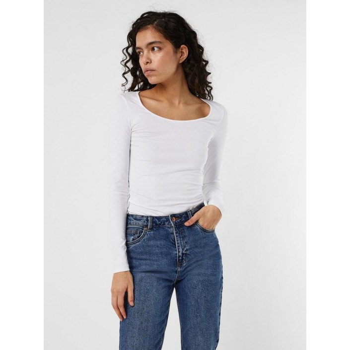 Vero Moda VMMAXI MY LS SOFT LONG U-NECK NOOS Bright White | Freewear VMMAXI MY LS SOFT LONG U-NECK NOOS - www.freewear.nl - Freewear