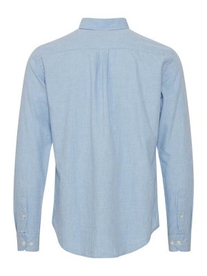Casual Friday CFANTON LS BD fil a fil shirt:Shirts Chambray Blue | Freewear CFANTON LS BD fil a fil shirt:Shirts - www.freewear.nl - Freewear